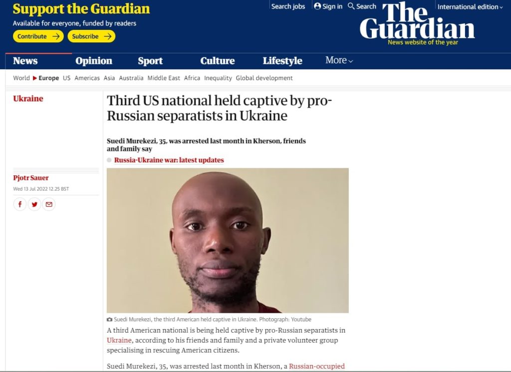 Третий гражданин США находится в российском плену на Украине — The Guardian