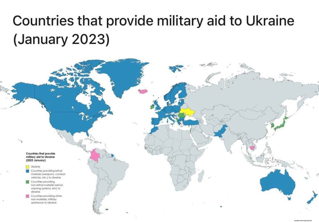 Карта стран, которые поставили оружие украинцам