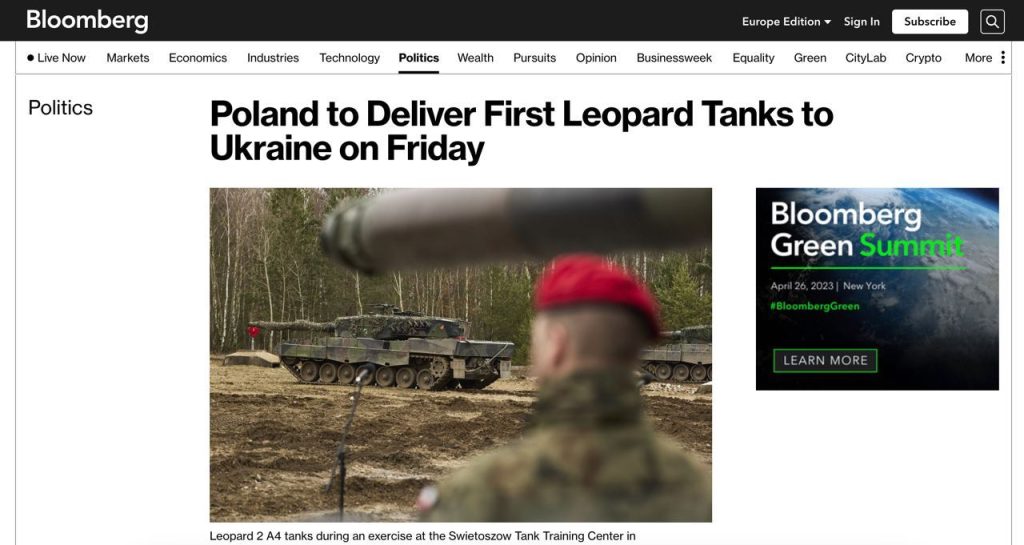 Польша отправит первые танки Leopard-2 Украине уже сегодня — Bloomberg