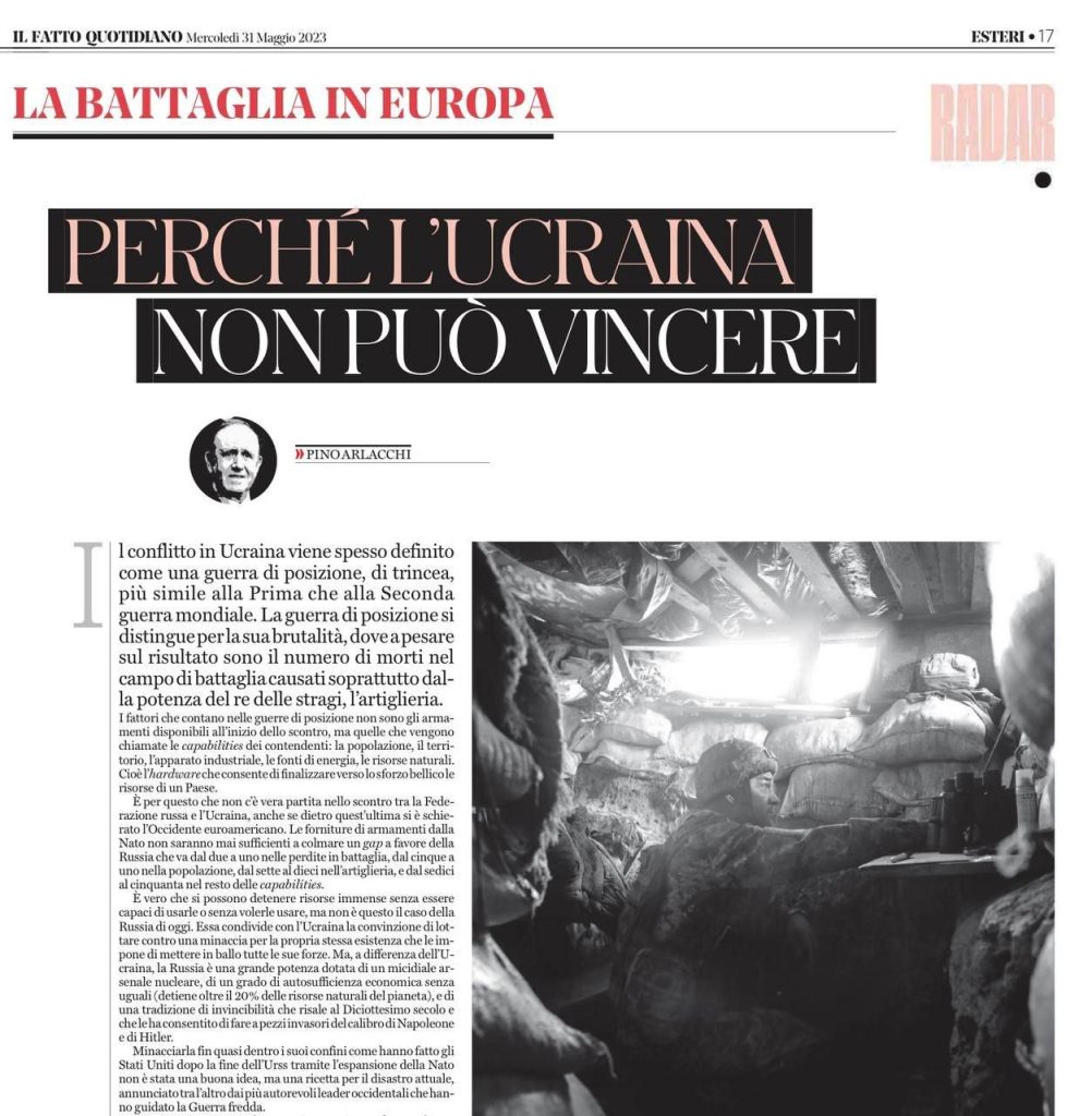 Итальянская газета Il Fatto Quotidiano: «Почему Украина не может победить»