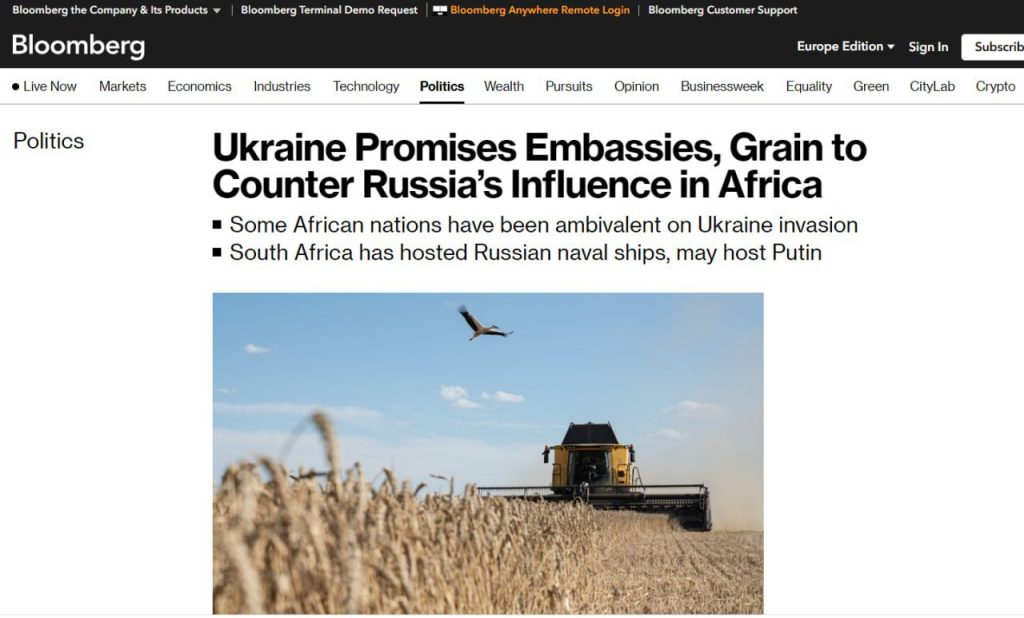 Украина рассчитывает противостоять России в Африке с помощью открытия посольств и зерна
