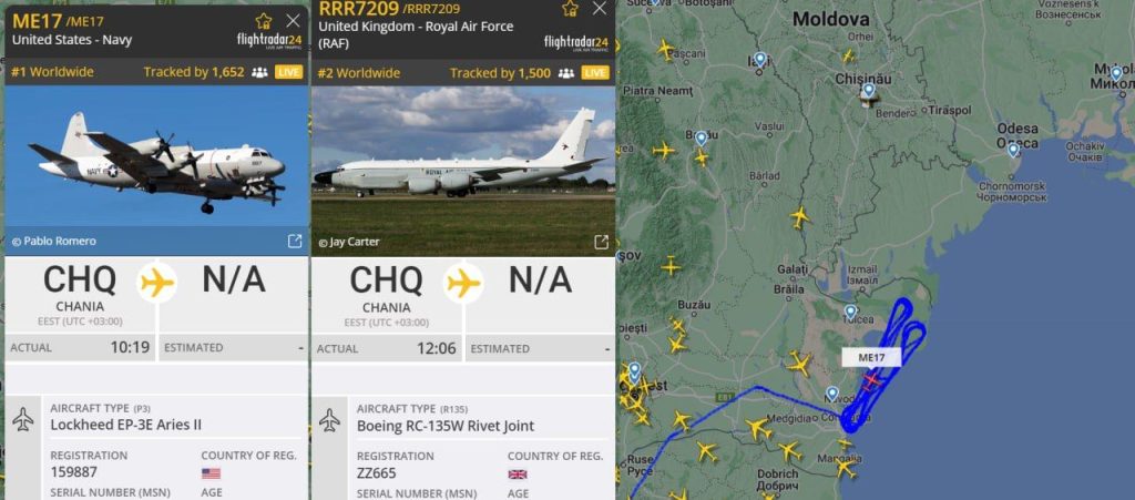 На западном побережье Черного моря замечена активность военной авиации НАТО