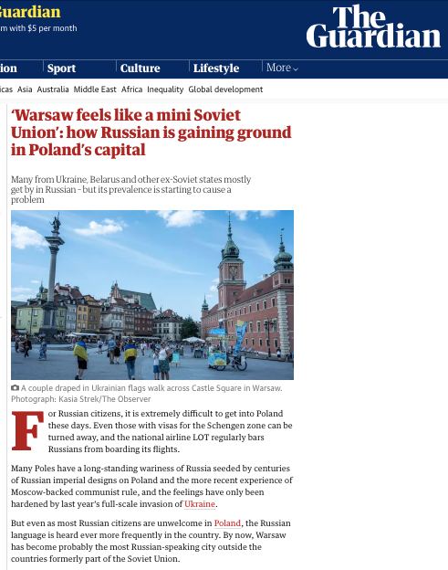 Поляки не понимают, почему беглые украинцы и релоканты из стран СНГ разговаривают только на русском