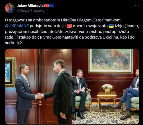 Новый президент Черногории пообещал продолжить поддержку Украины