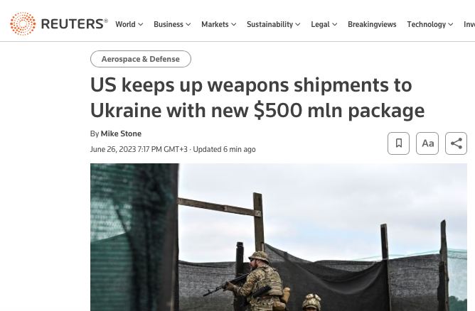 США планируют объявить уже во вторник новый пакет военной помощи Украине на сумму до $500 млн – Reuters