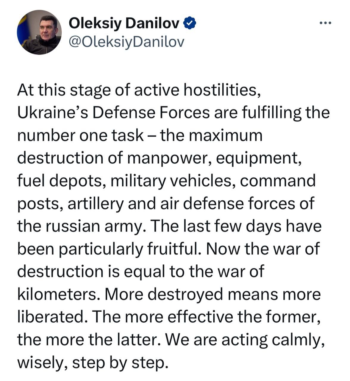 Главарь СНБО Украины Данилов рассказал о новой задаче ВСУ после провала контрнаступа