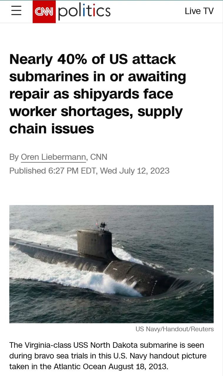 Почти 40 процентов подводных лодок США не пригодны для использования - CNN