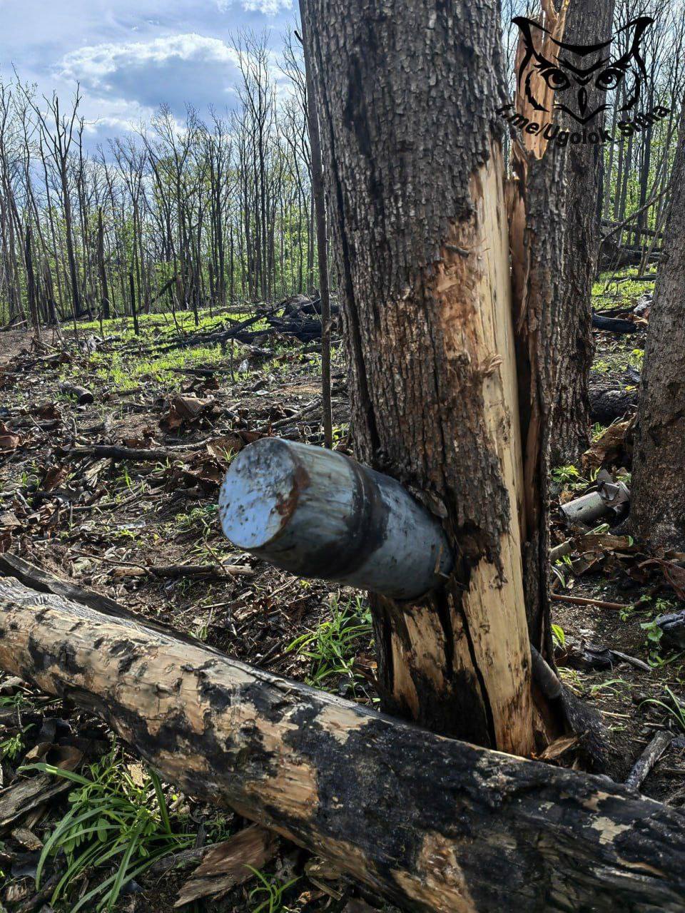 Достаточно редкий кадр застрявшего 152 мм артиллерийского снаряда
