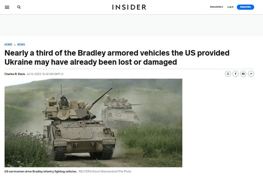 Треть переданных Киеву США БМП Bradley уже уничтожили