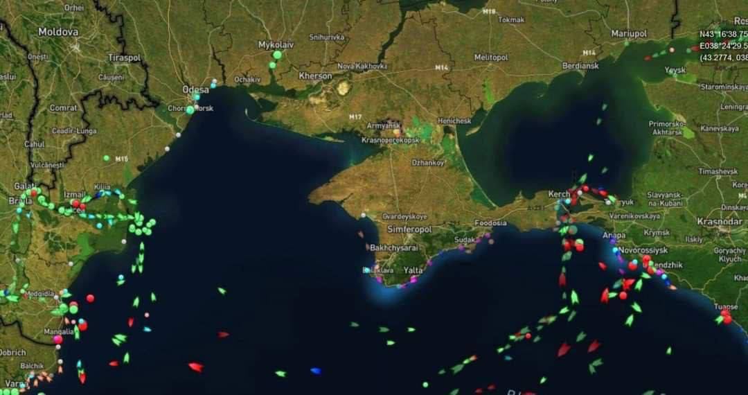 У берегов Украины и в акватории рядом не зафиксировано ни одного судна