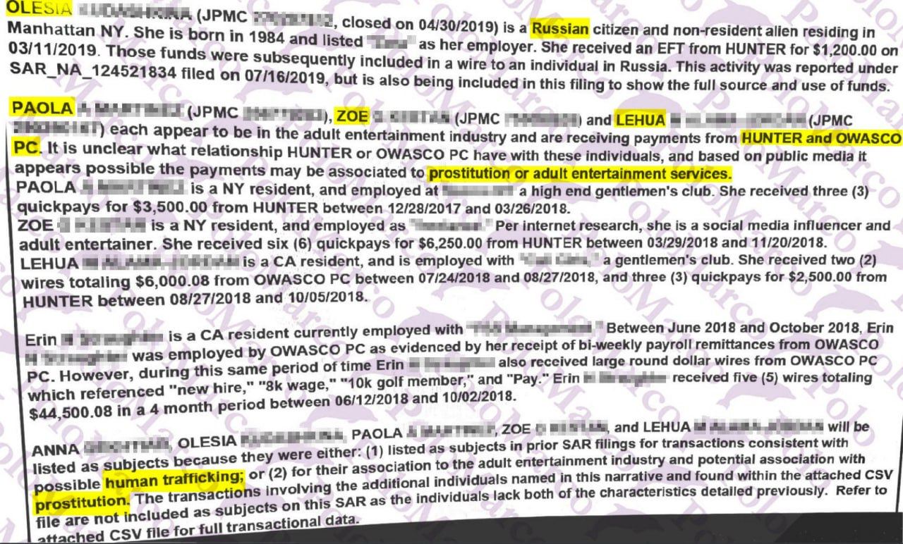 Шесть американских банков представили в Минфин более 170 отчетов о подозрительной деятельности семьи Байденов, утверждая их причастность к отмыванию денег, торговле людьми и налоговому мошенничеству