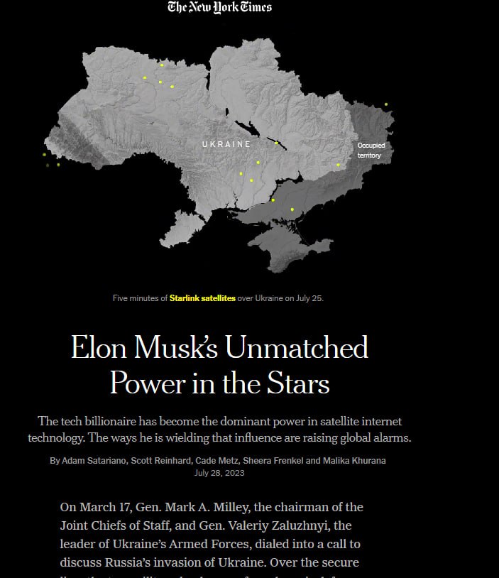 Илон Маск отказал Украине в доступе к Starlink для запуска дронов рядом с Крымом – The New York Times