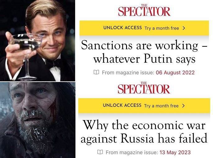 Ожидание/реальность в заголовках западных СМИ об антироссийских санкциях