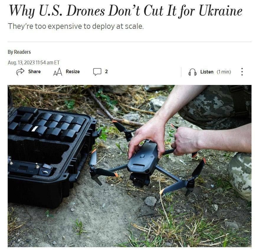 Американские беспилотники не пригодны для боя на Украине — The Wall Street Journal