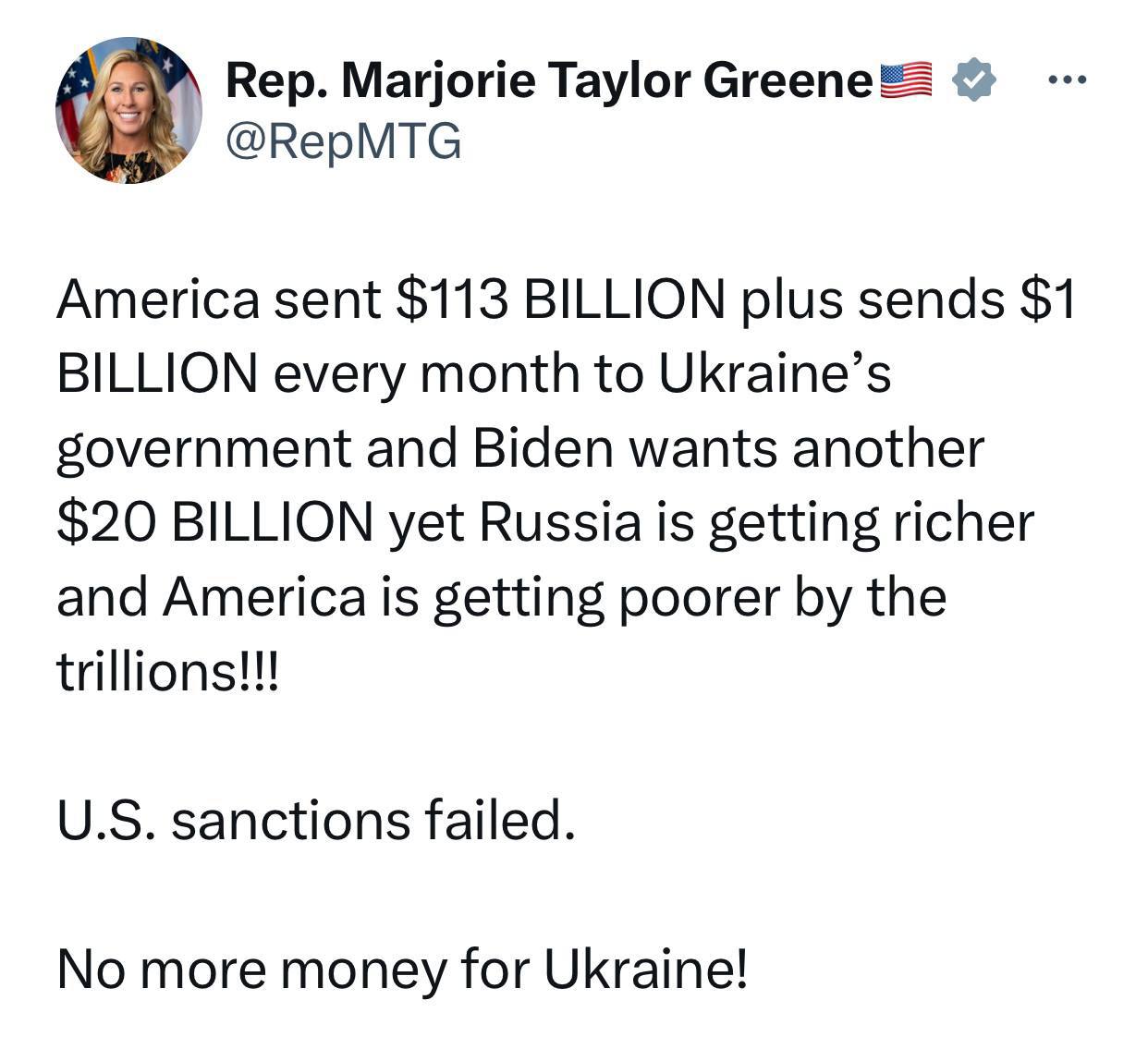 Конгрессвумен США Марджори Тейлор Грин - о росте доходов в России на фоне санкций