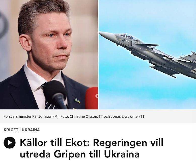Швеции изучает возможность передать Украине истребители Gripen – радио Sveriges Radio со ссылкой на источник