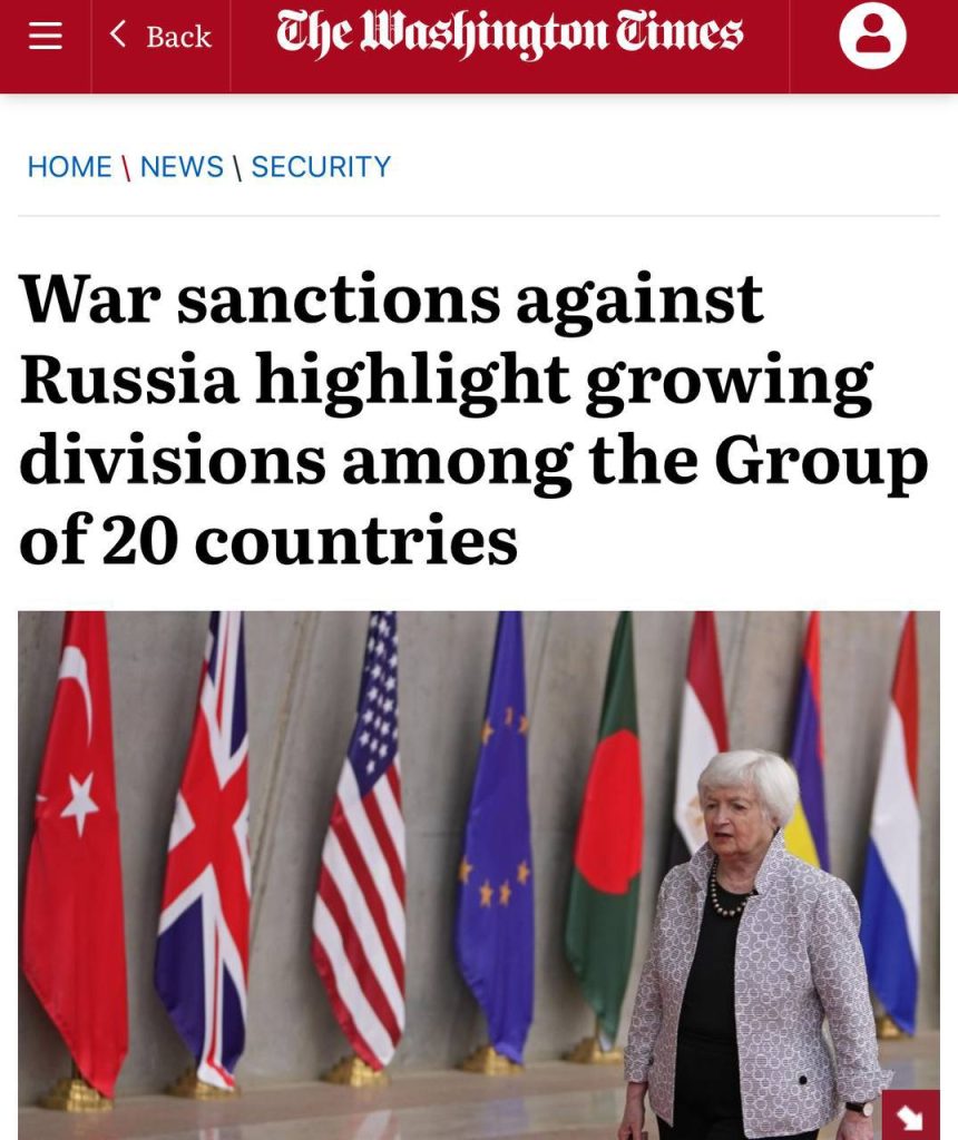 Война санкций против России подчеркивает растущие разногласия между странами G20 — The Washington Post