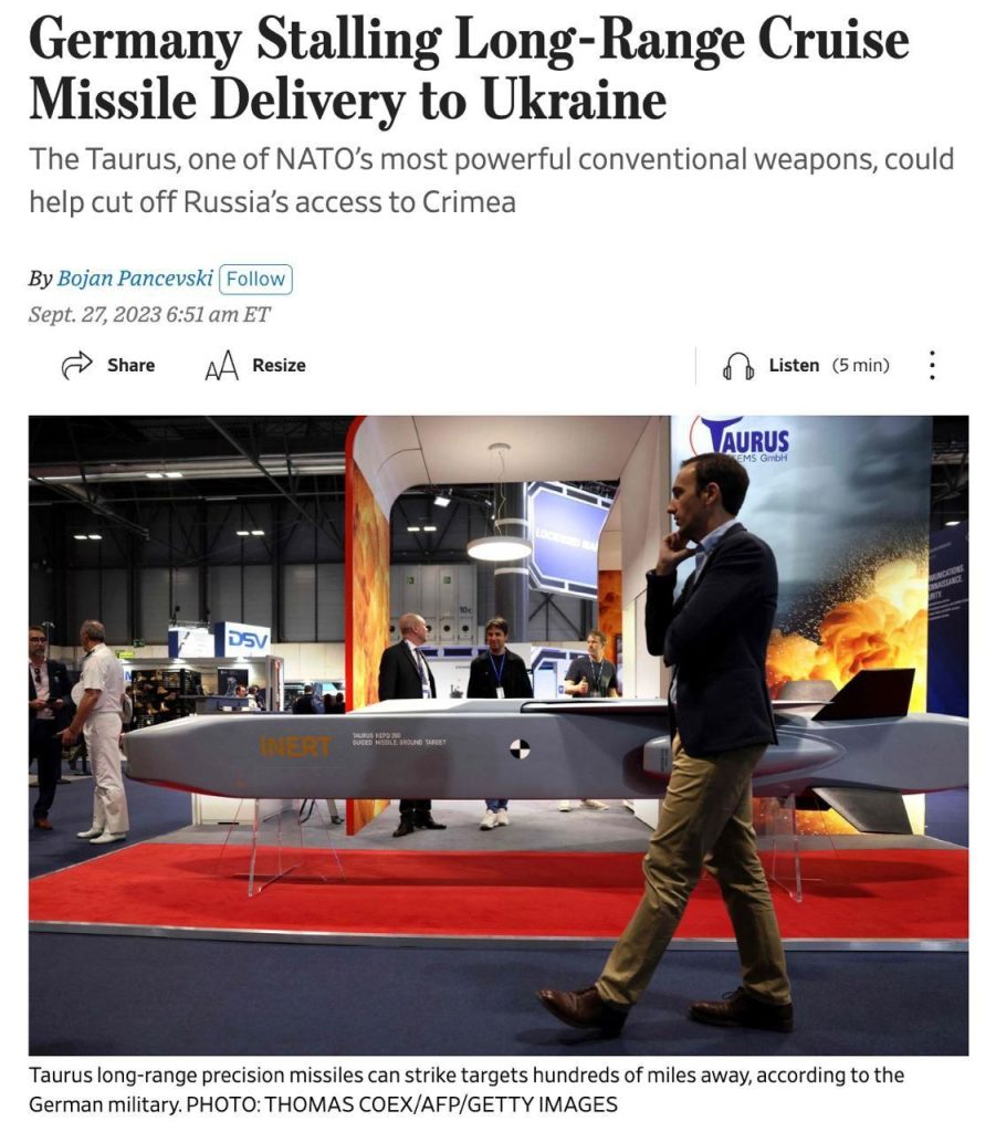 Шольц блокирует поставки ракет Taurus Украине из-за опасений прямой конфронтации с Россией