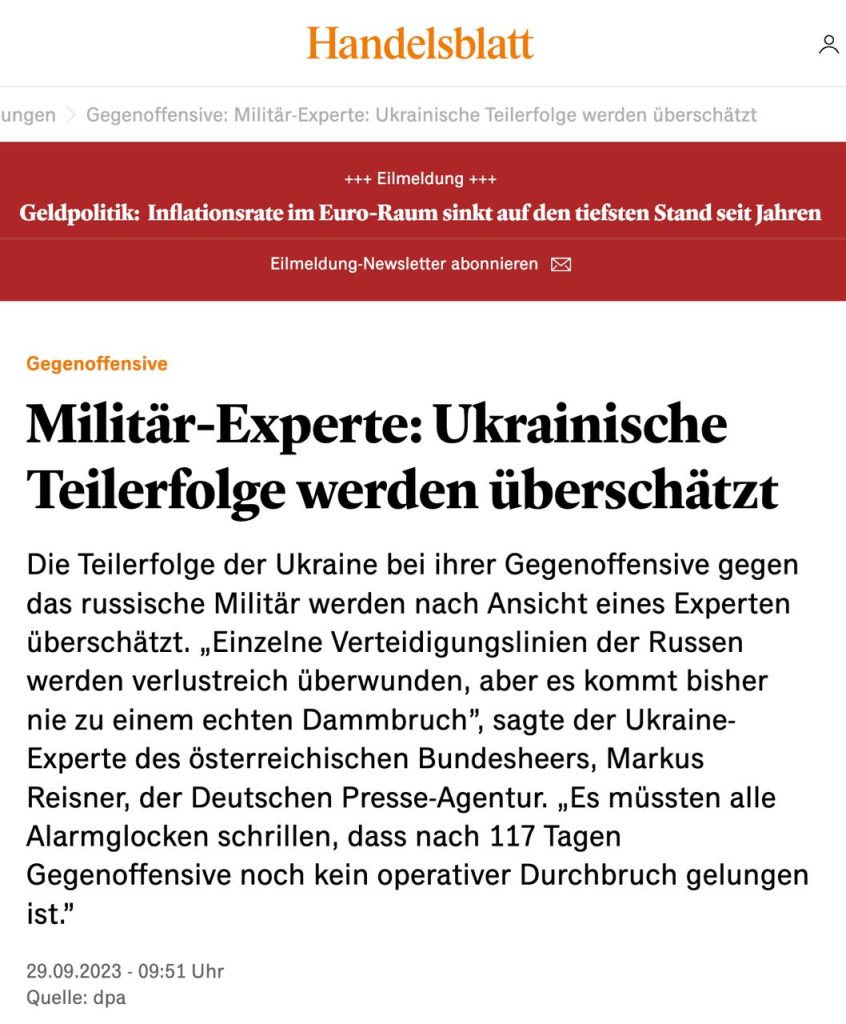Успехи ВСУ в ходе наступления на юге переоценены, а ситуация может «вот-вот» склониться в пользу РФ – Deutsche Presse-Agentur