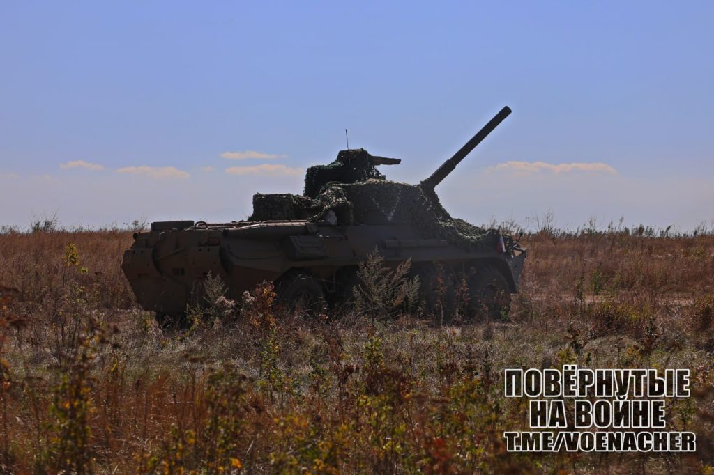 Довольно редкая 120-мм колёсная САУ 2С23 «Нона-СВК» где-то в зоне СВО