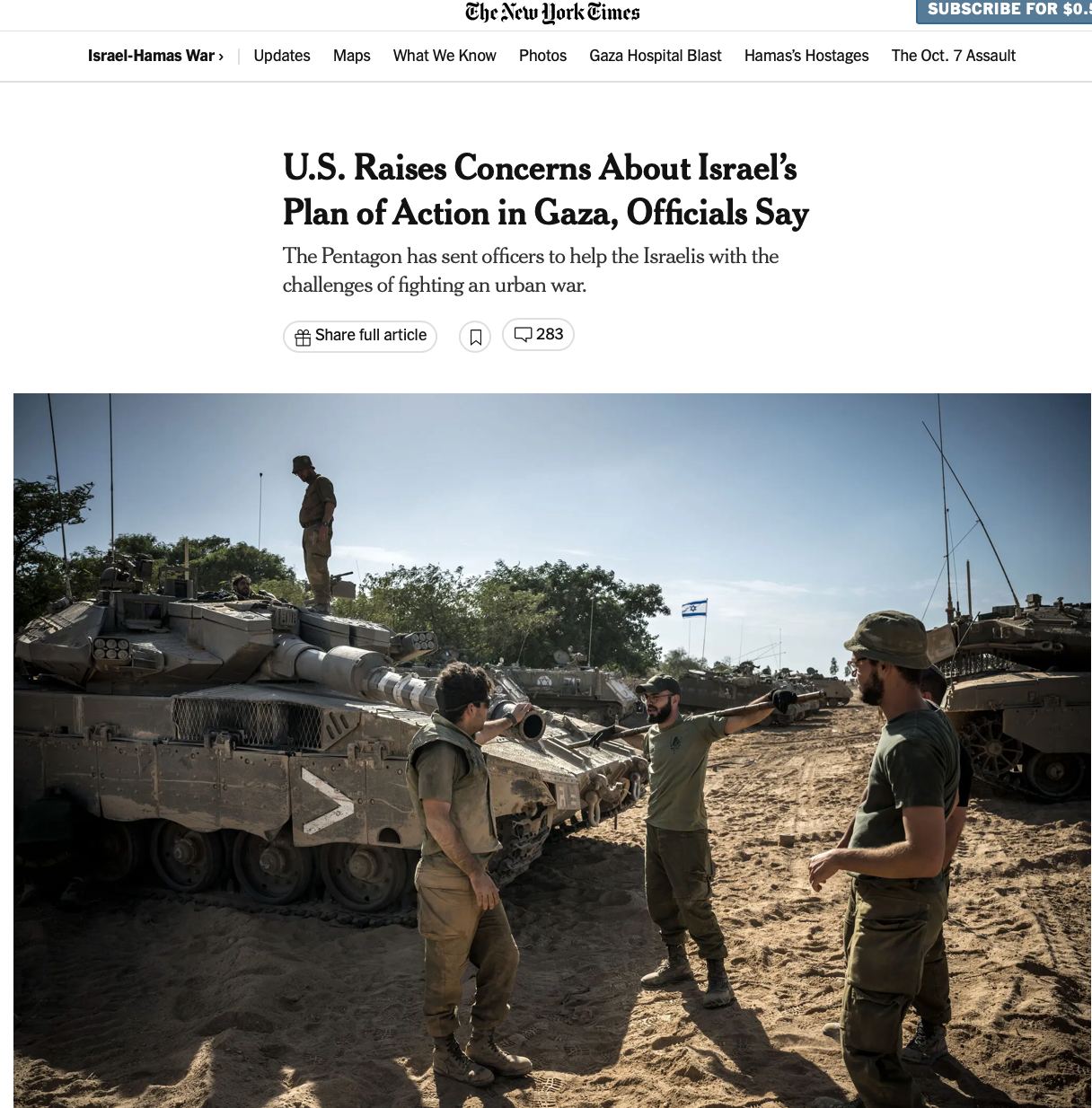 The New York Times: в администрации Байдена пока не видели плана израильской армии по достижению своих целей в Газе