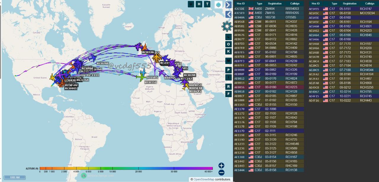 Интенсивность воздушного моста на Ближний Восток