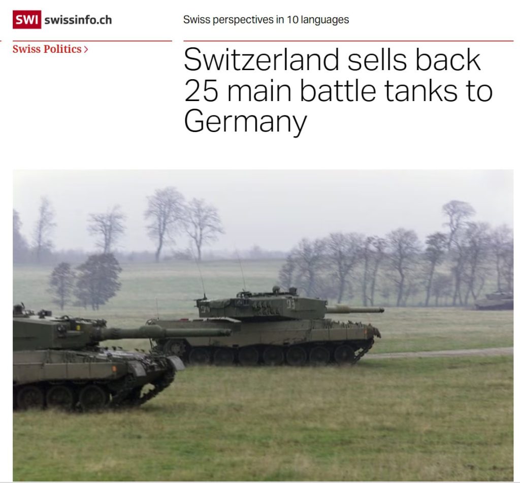 Швейцария продаст 25 танков Leopard 2A4 обратно в Германию при условии