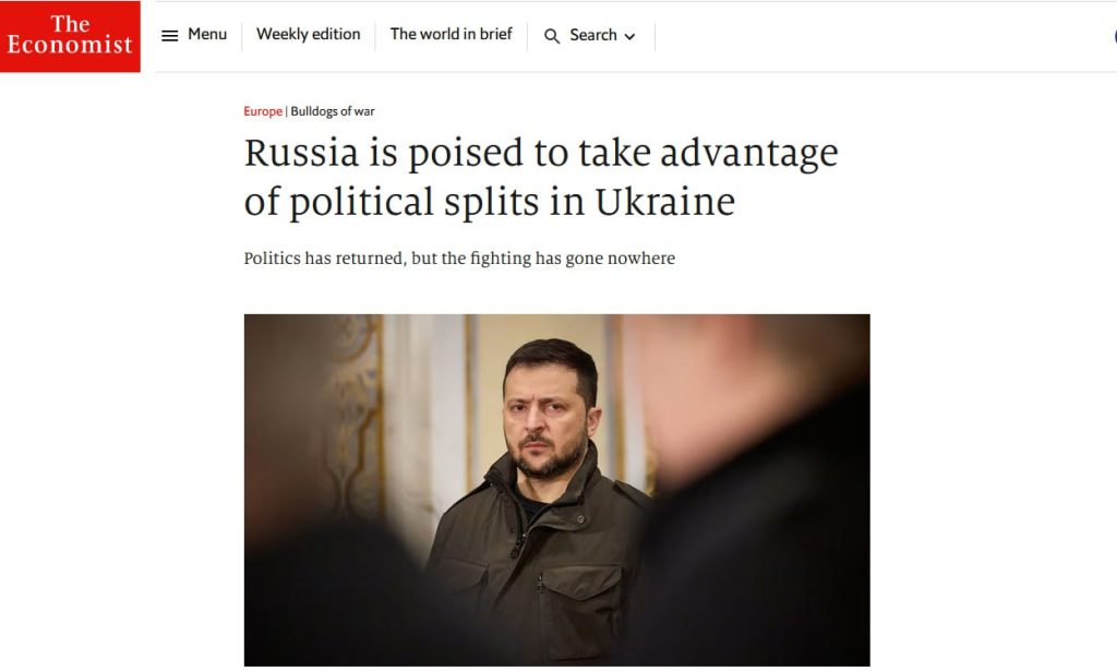 The Economist: Зеленский и Залужный разругались, пытаясь спихнуть ответственность за провал контрнаступа