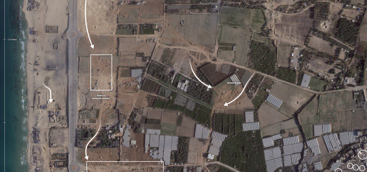 Спутниковые снимки на которых показано продвижение ЦАХАЛ в сектор Газа