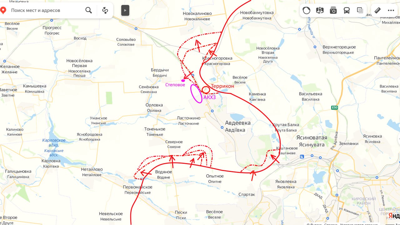 Юрий Подоляка: Украинские военные паблики подтверждают наш заход на окраины Степового (севернее Авдеевки)