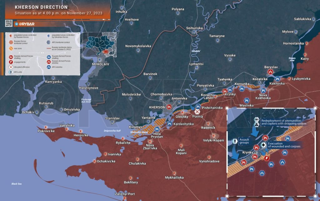 Херсонское направление: попытки украинских морпехов занять посадки у Крынок