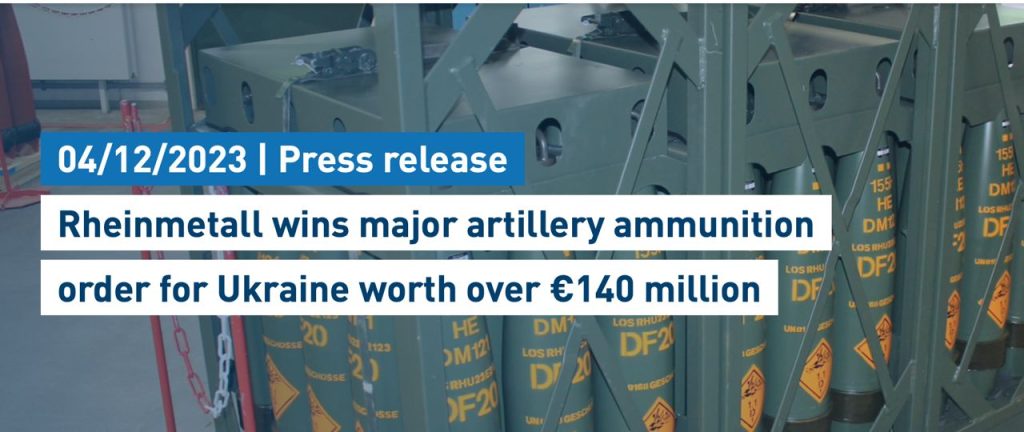 Rheinmetall поставит Украине артиллерийские снаряды на 142 млн евро в 2025 году