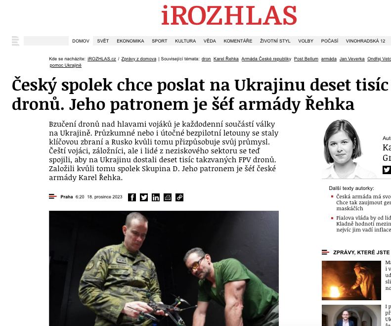 Глава чешской армии хочет передать бандеровцам 10 000 FPV-дронов