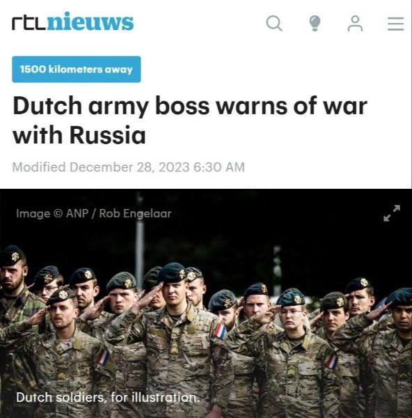 «Население должно быть готово к войне с Россией» – начальник штаба армии Нидерландов генерал-лейтенант Мартин Вейнен