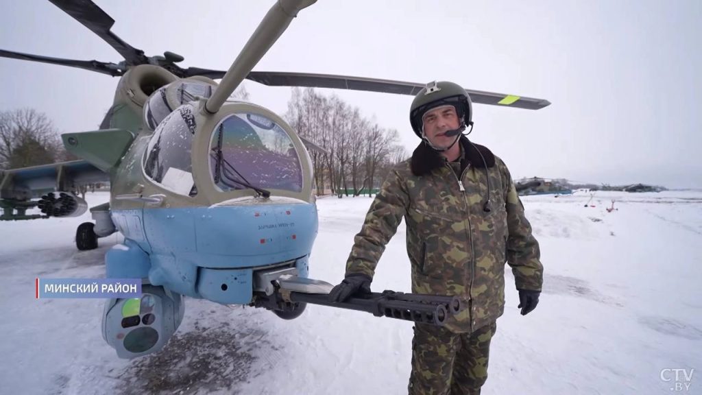 Транспортно-боевой вертолёт Ми-35М с БКО Л-370 «Витебск» на вооружении вертолётной эскадрильи 50-й смешанной авиационной базы ВВС Республики Беларусь в Мачулищах