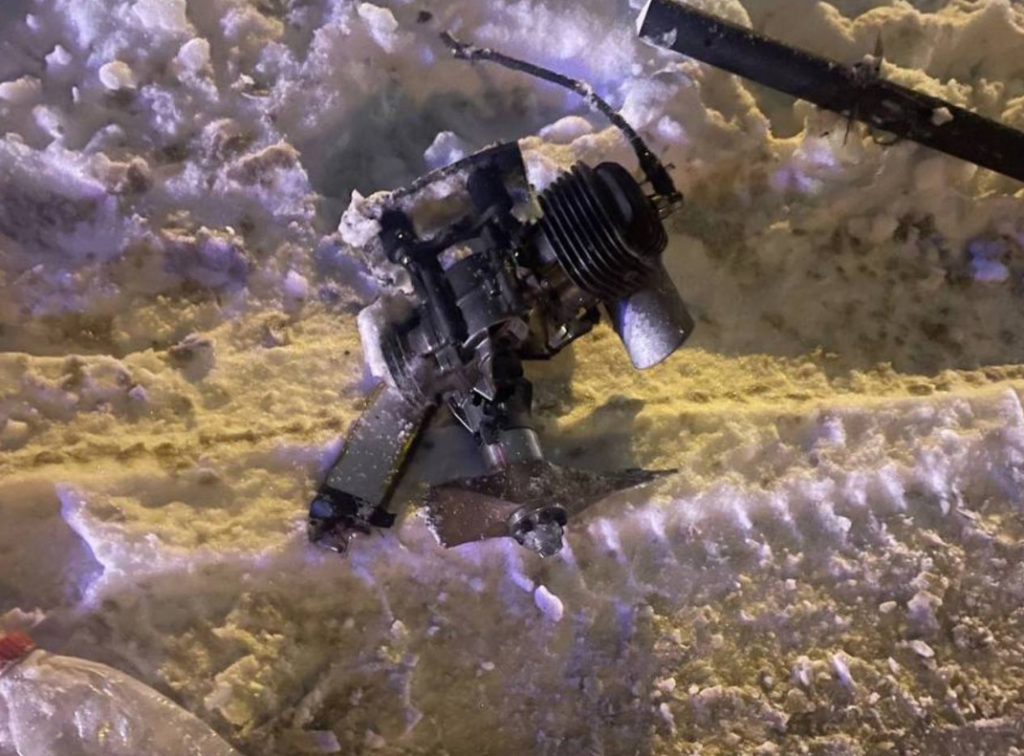 Фрагмент украинского БПЛА, который был сбит над Воронежем