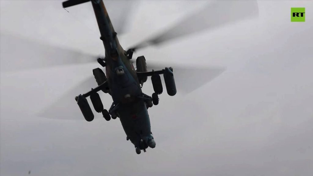 Транспортно-боевой вертолёт Ми-35М с БКО Л-370 «Витебск» в зоне проведения СВО