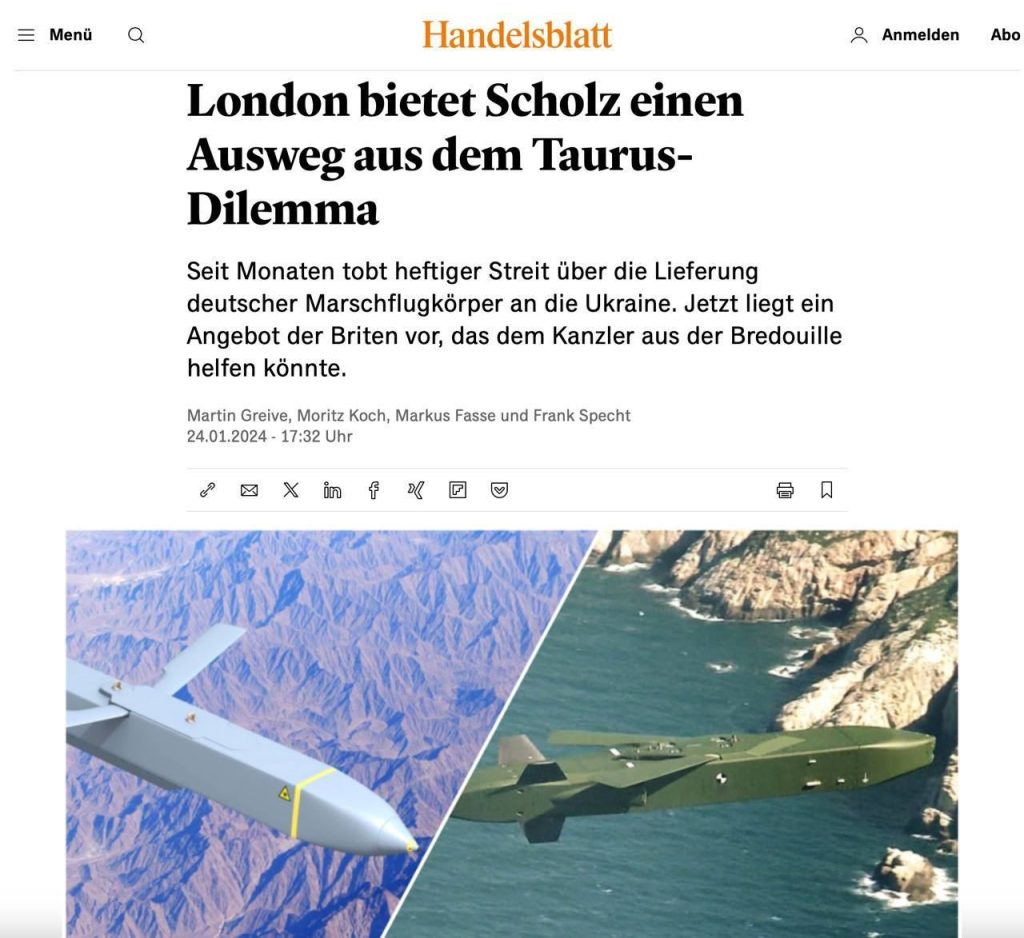 Великобритания хочет купить у Германии дальнобойные ракеты Taurus, чтобы передать Украине больше своих ракет Storm Shadow