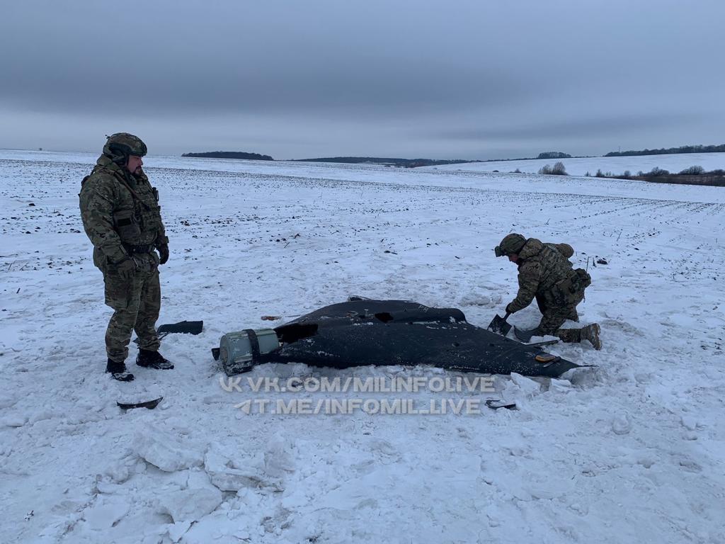 Черные дроны-камикадзе "Герань-2", упавшие где-то на территории Украины