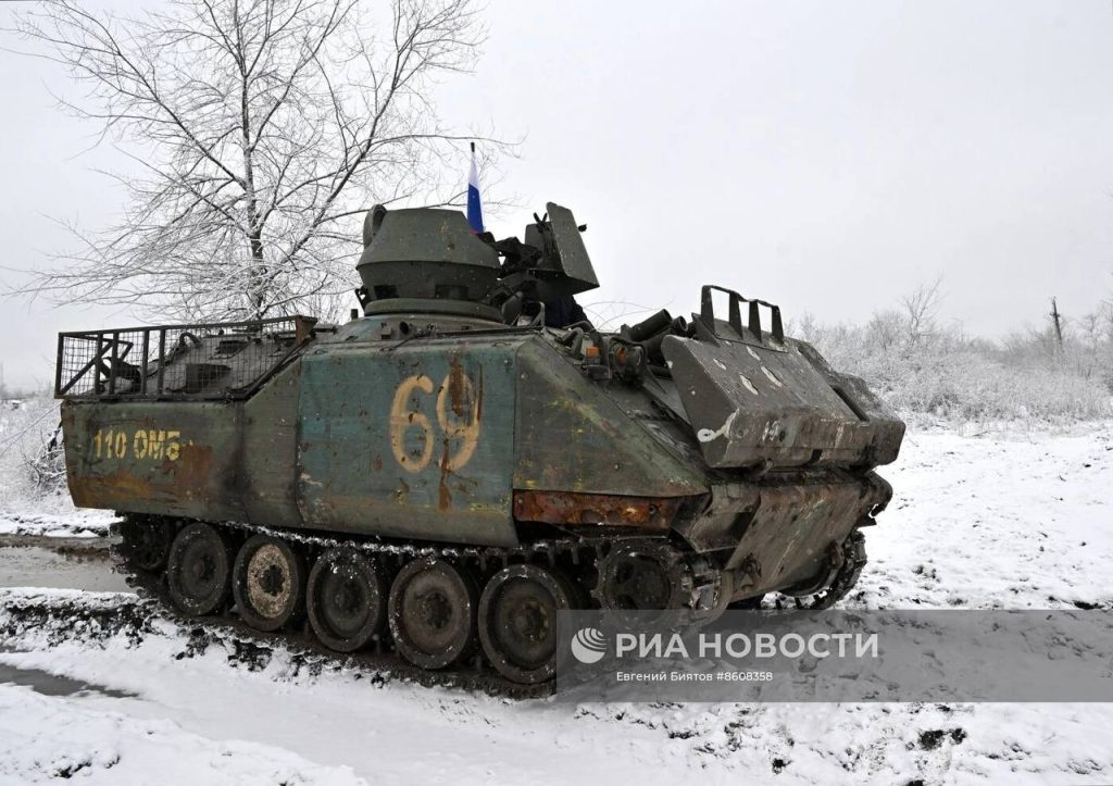 Трофейный БТР YPR-765 ВСУ, захваченный бойцами 200-й мотострелковой бригады Северного флота на Бахмутском направлении