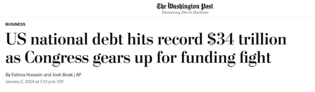 Госдолг США перешагнул отметку в 34 трлн долларов – The Washington Post