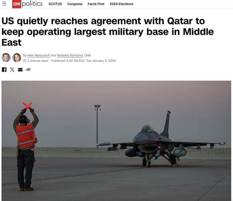 США тайно достигли соглашения с Катаром о продолжении эксплуатации крупнейшей военной базы на Ближнем Востоке – CNN