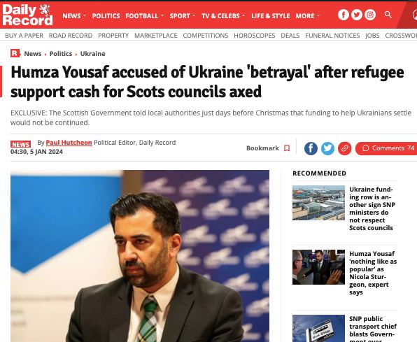 В Шотландии отменили выплаты украинским беженцам на жилье