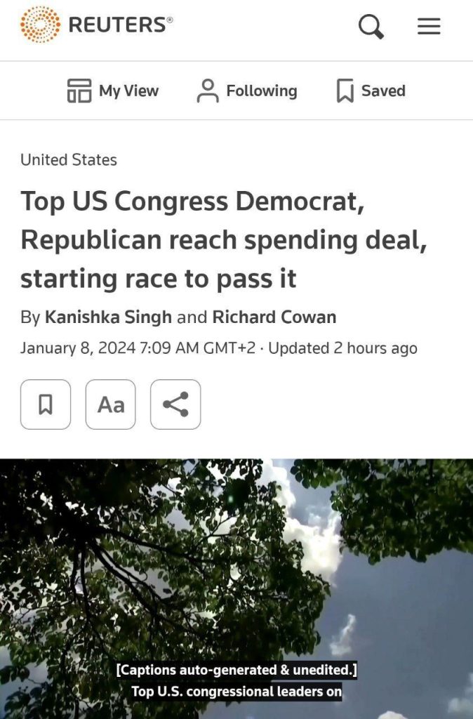 Reuters: Конгресс США утвердил бюджет на 2024 год в размере $1,59 трлн