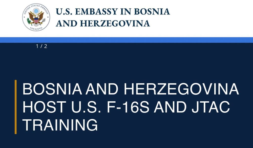 США пытаются запугать Республику Сербскую отправив два F-16 в воздушное пространство на Боснией и Герцеговиной