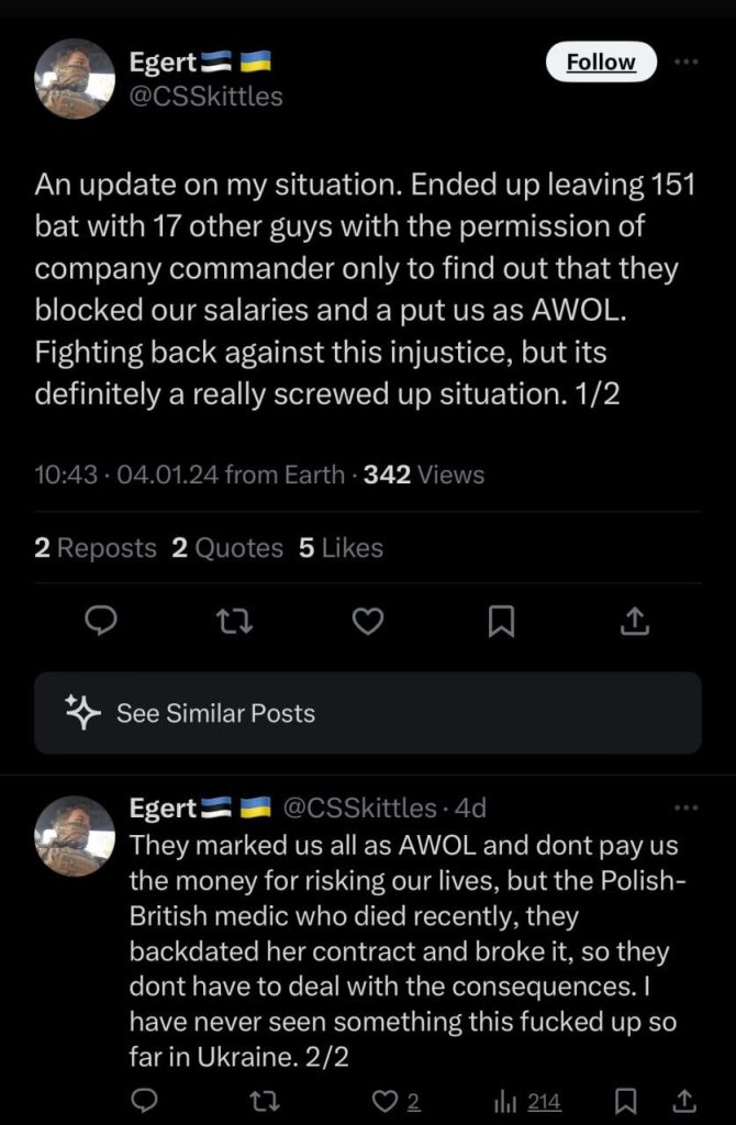 Эстонский наемник жалуется, что бандеровское командование не выплачивает зарплату