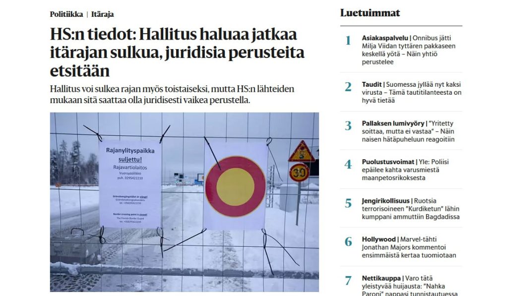 Финны планируют оставить границу с Россией закрытой
