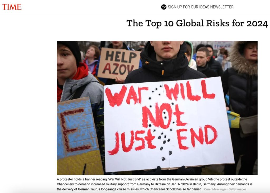 The Time назвал в числе главных рисков 2024 г. «разделенную Украину»