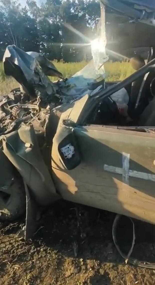 Пикап - уничтожен. В Донецкой области