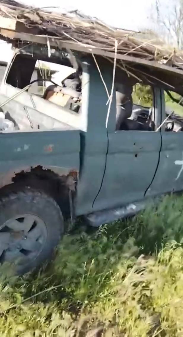 Пикап - уничтожен. Близ г. Марьинка Донецкой области